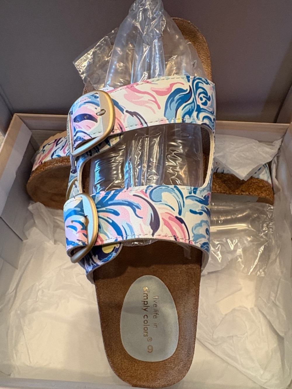 Lilly Pulitzer Pastel Swirl Double Buckle Platform Sandals - Picture 3 of 3